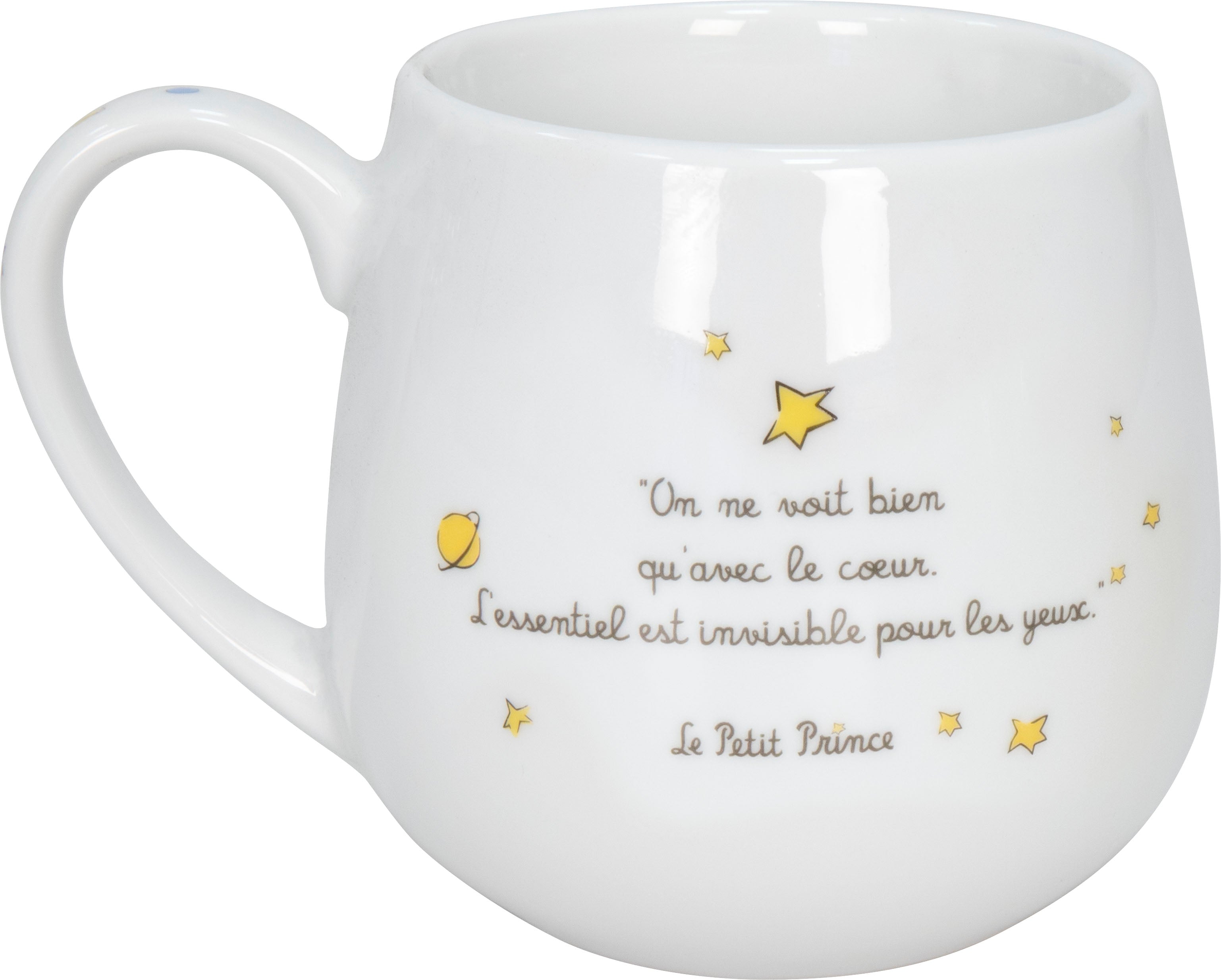 Kleine Prinz Motiv Detailaufnahme mit funkelnden Sternen auf Teegeschirr