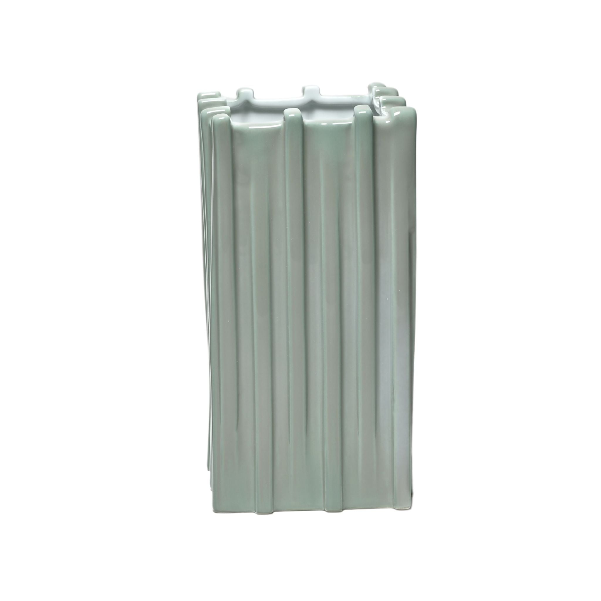 Vase Stem in sattem Grün - handgefertigte Porzellan-Glasur im Detail